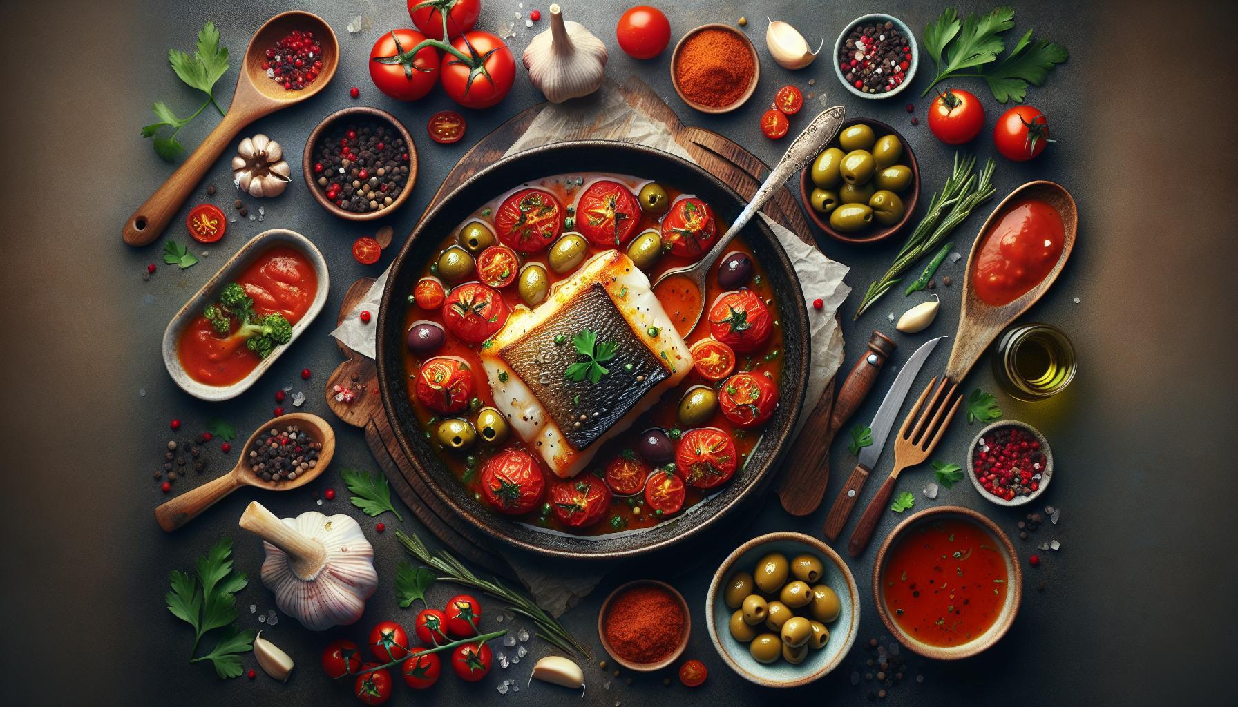 Savory Mediterranean Delight: Cod in Tomato & Olive Sauce Recipe